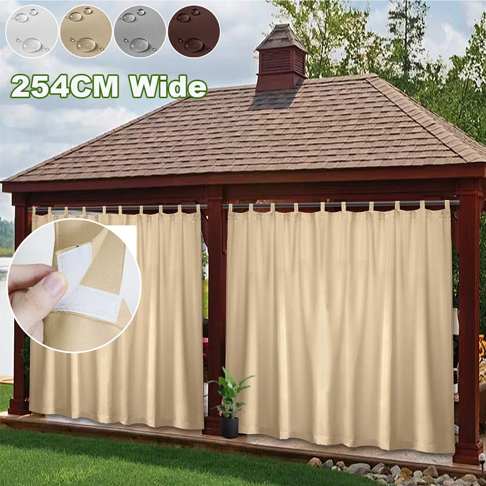 Extra Large Patio Waterproof Curtains Panel Tap Top Outdoor Garden Blackout Curt