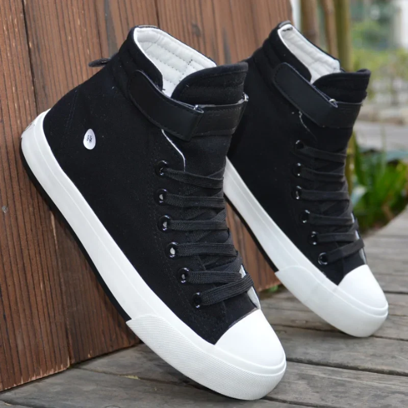 Men High Top White Canvas Shoes Summer Autumn Women Sneakers Fashion Breathable 