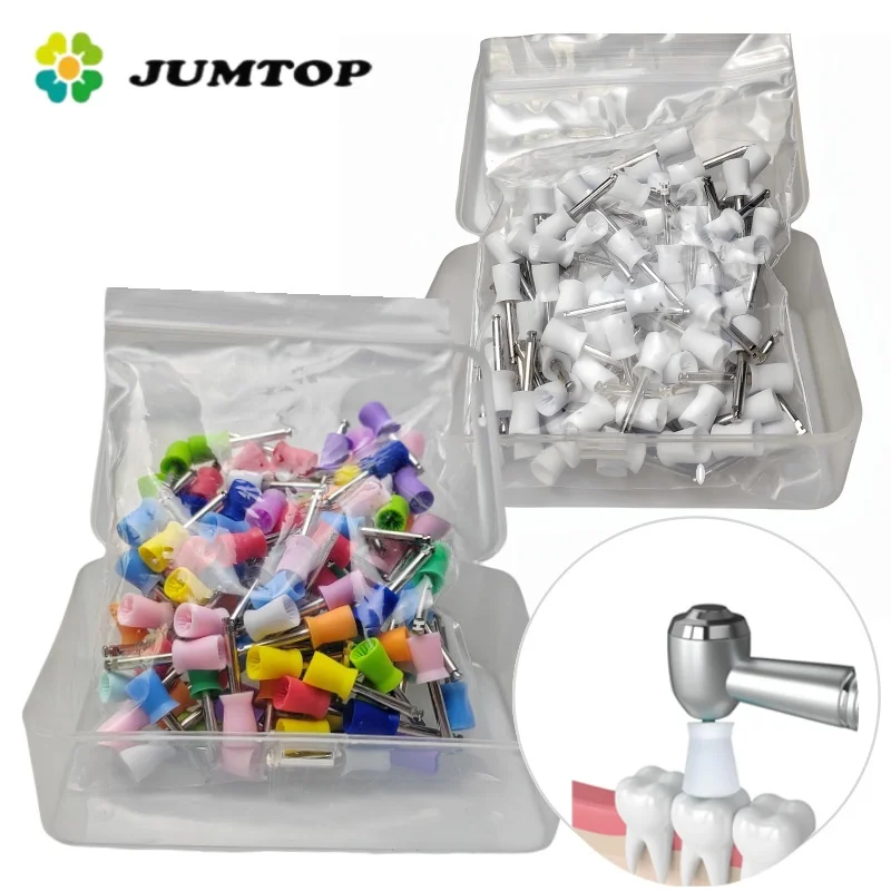 JUMTOP 100Pcs Dental Polishing Cup Latch Type Rubber Tooth Prophy Cup for Low Sp