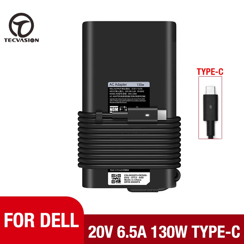 130W USB Type C 20V 6.5A Laptop Adapter Battery Charger For Dell XPS 15 9570 957