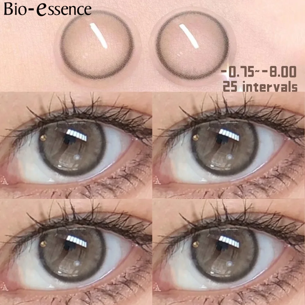 Bio-essence 1Pair Natural Colored Contact Lenses for Eyes with Degree Brown Lens