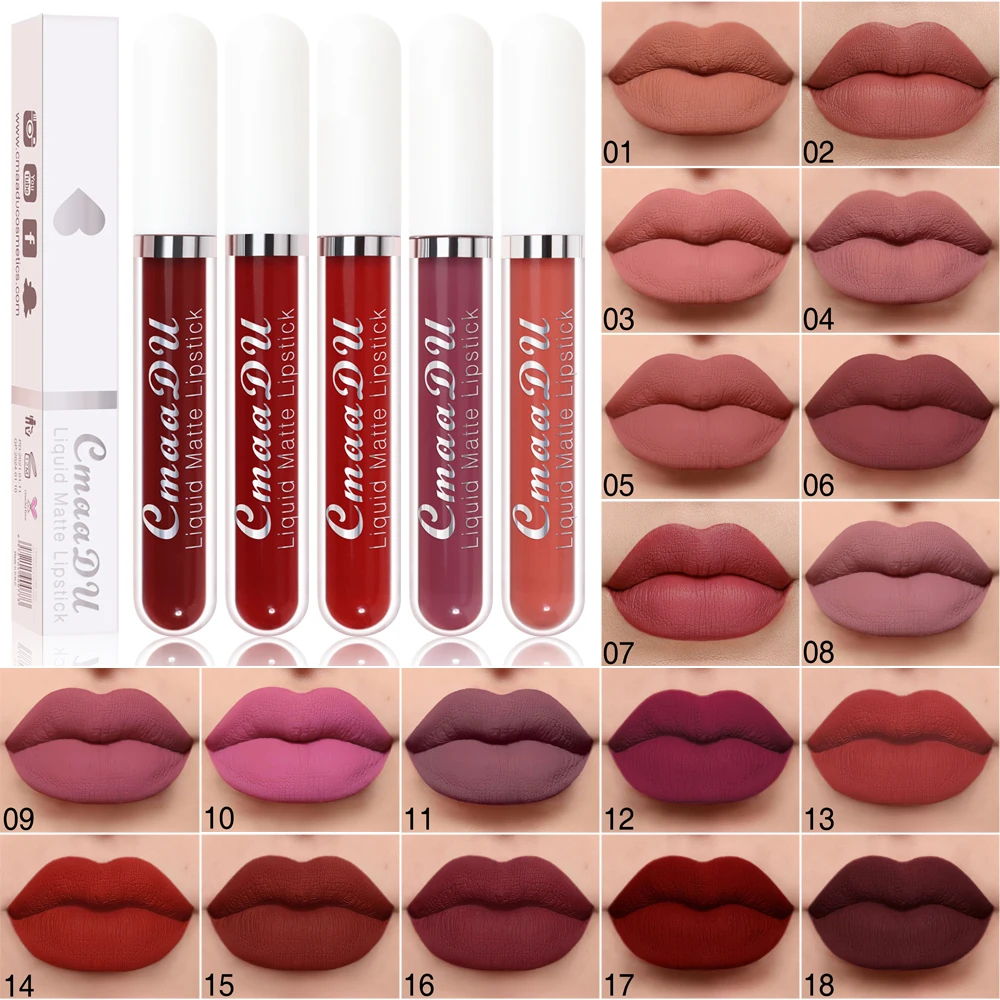 CmaaDu 18 Matte Mist Lip Glaze Long-lasting waterproof Moisturizing Lip Gloss Na
