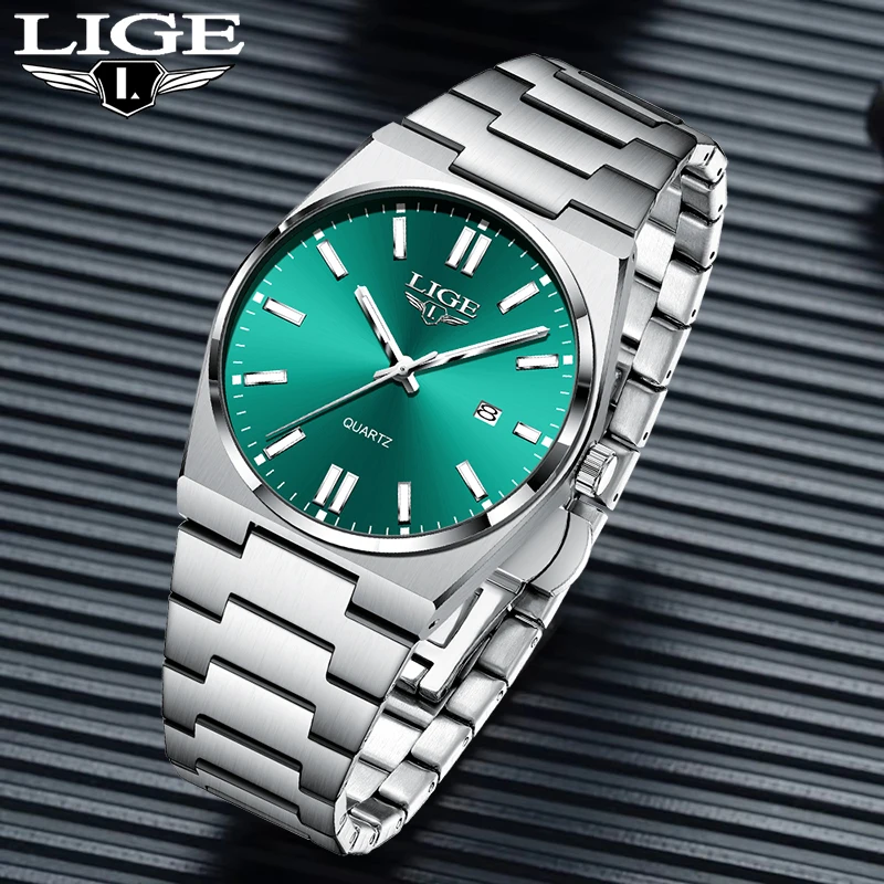 LIGE Top Brand Luxury Quartz Man Watch Stainless Steel Band Business Watches for