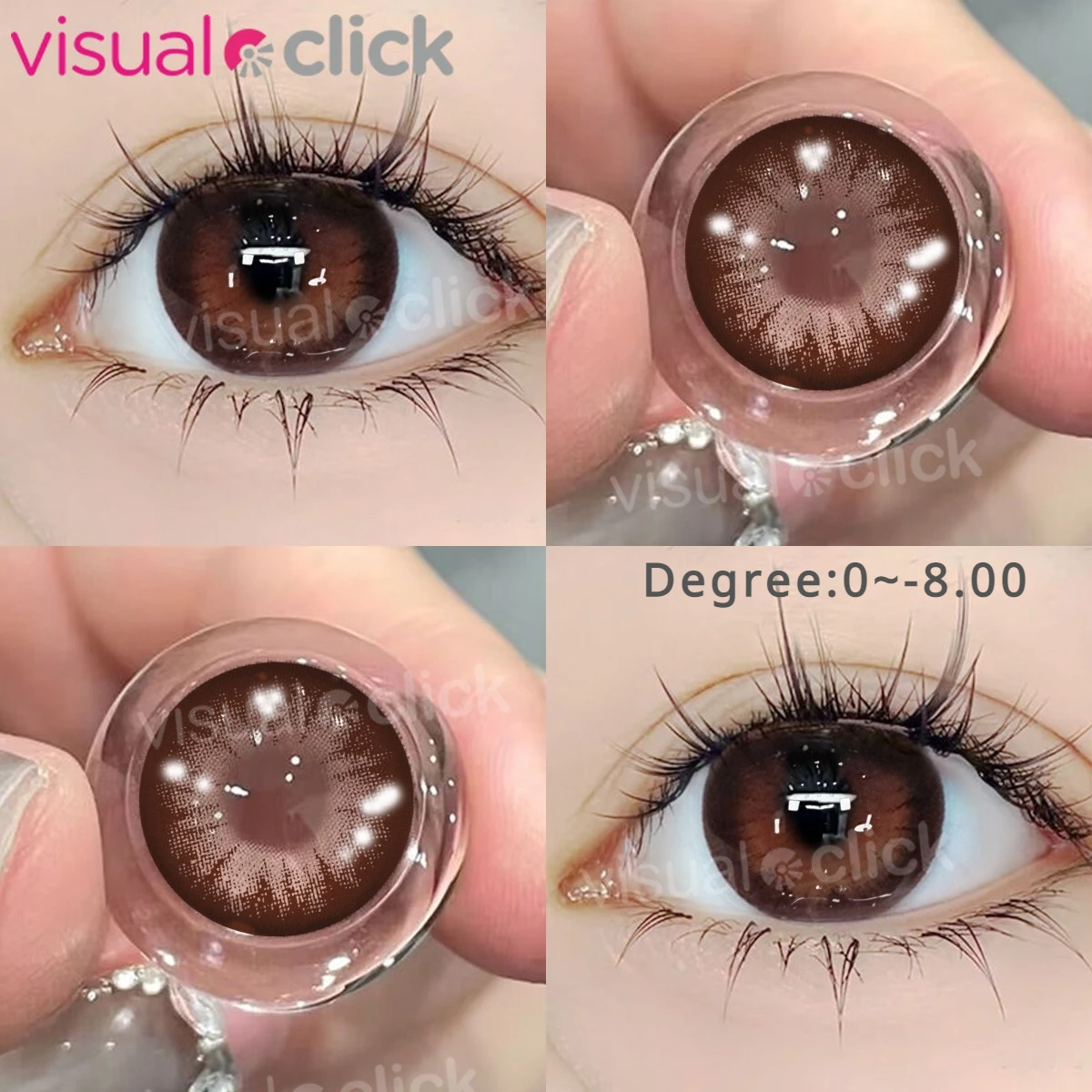 VisualClick 1 Pair [Normal ~ -8.00] Colorcon Colored Contact Lenses with Degree 