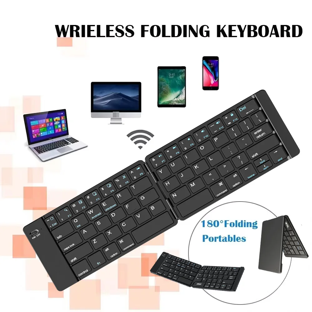 Folding Bluetooth Keyboard For IPAD Mobile Tablet Notebook Portable Office Mini