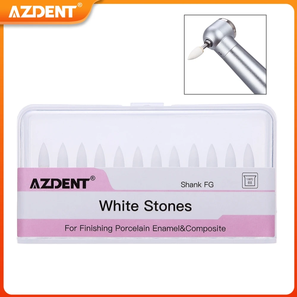 12PCS/Box Dental White Stone Polishing Polisher AZDENT White Sandstone Grinding 