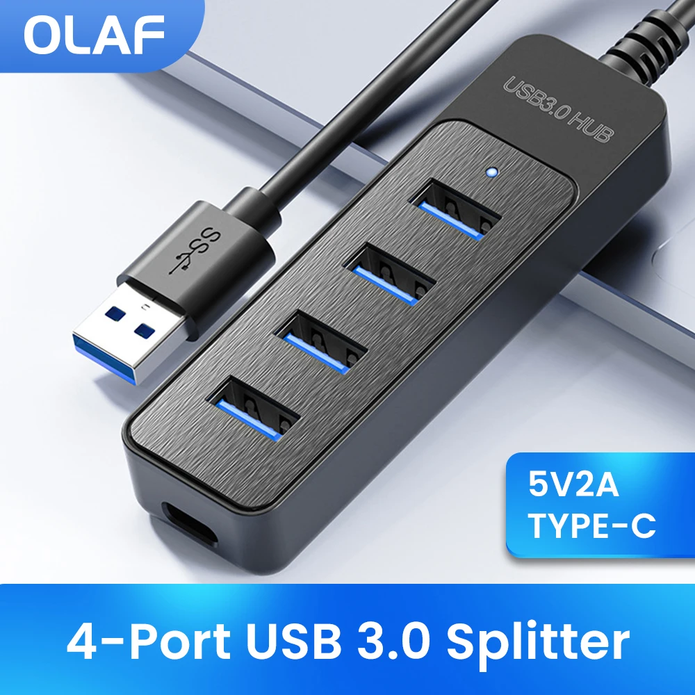 USB 3.0 Power Adapter 4 Port Multi USB Splitter Hub USB Hub 2.0 Type C HUB Multi