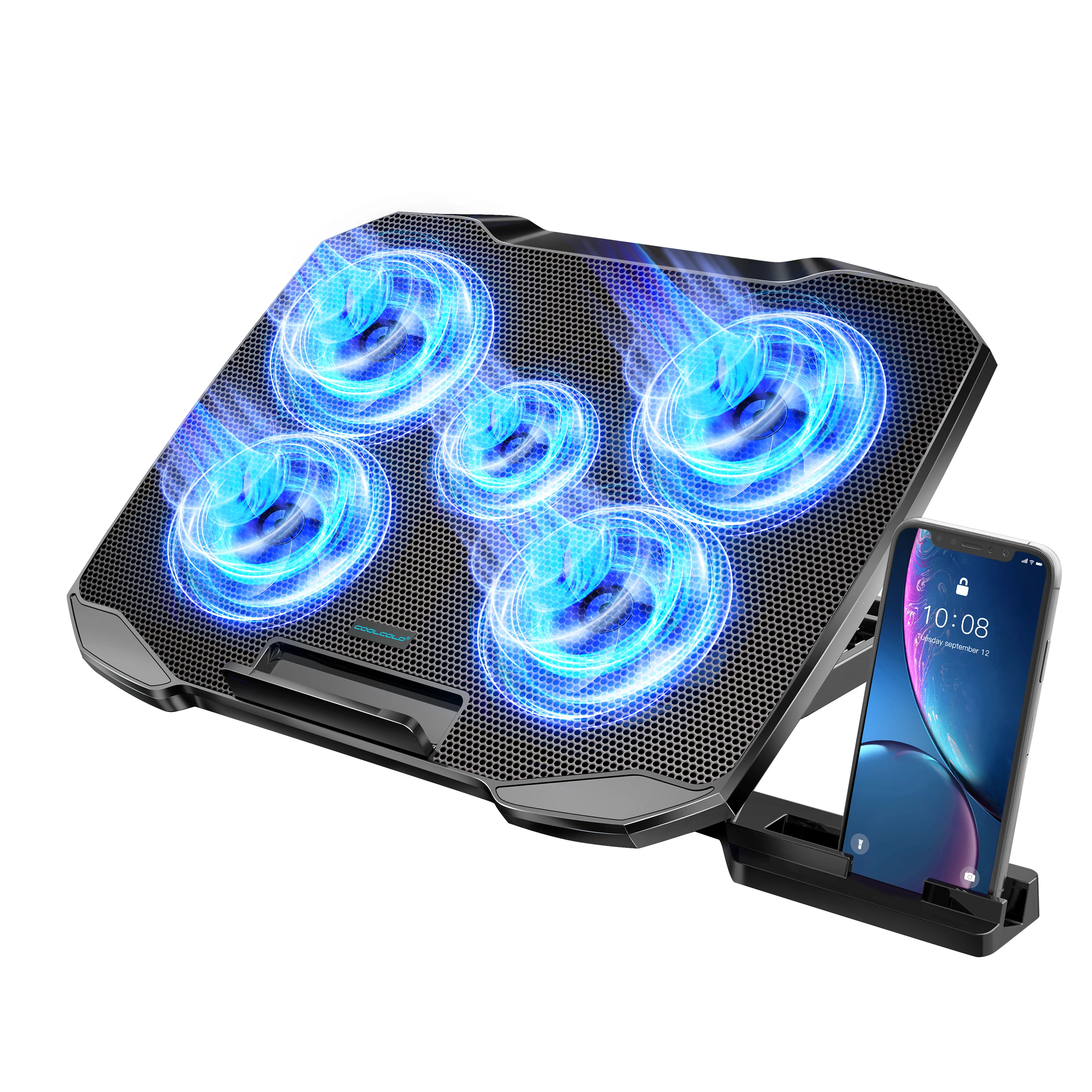 COOLCOOLD Laptop Cooling pad for 12-17 Inch Laptop Cooler Stand, 5 quiet fans, 5