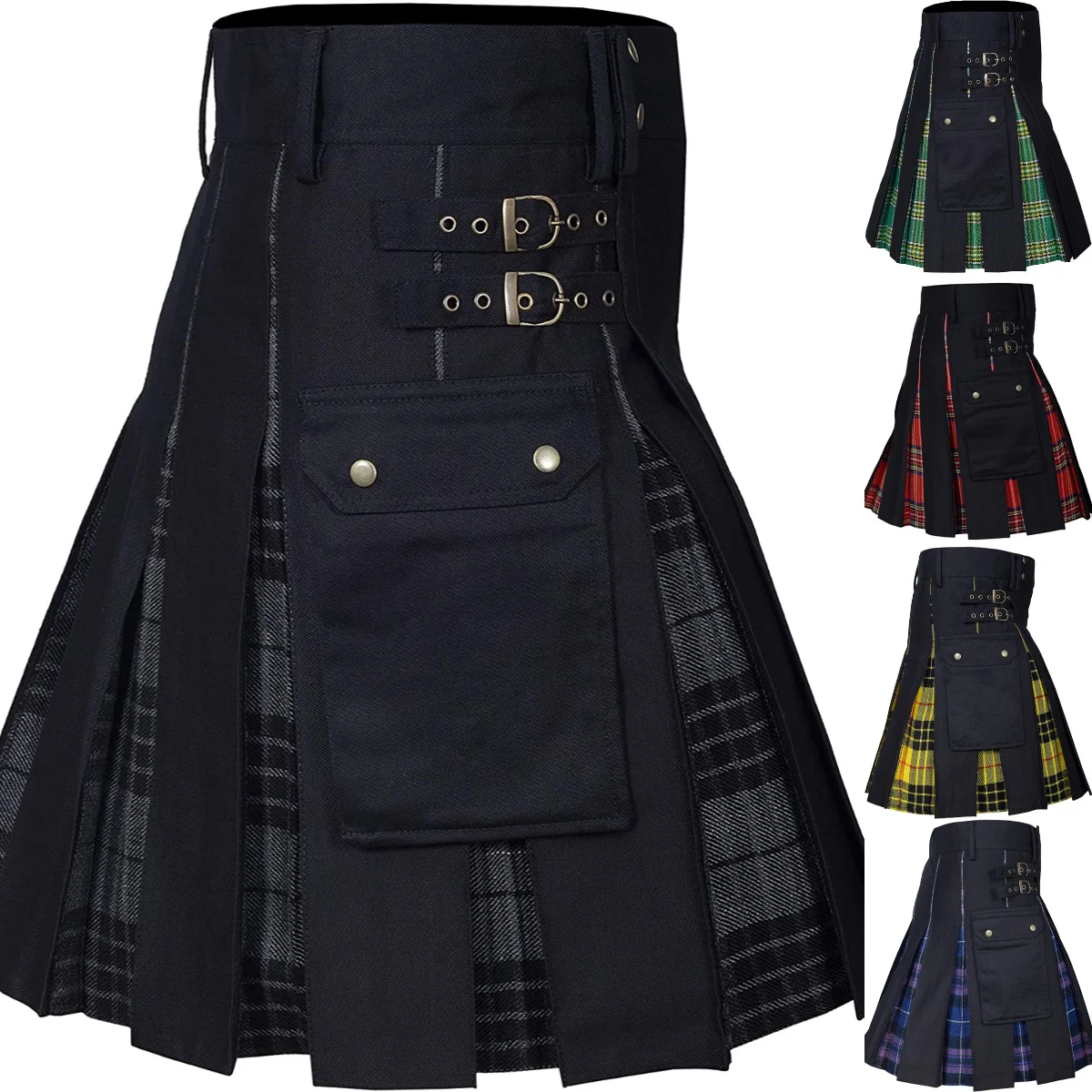 Kilts for Men, Utility Kilt, 100% Cotton Jeans Hybrid Kilt, Modern Box Pleated T