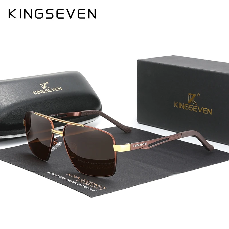 KINGSEVEN 2024 Aluminum Pilot Mirror Polarized Men Sunglasses Women Fashion Fram