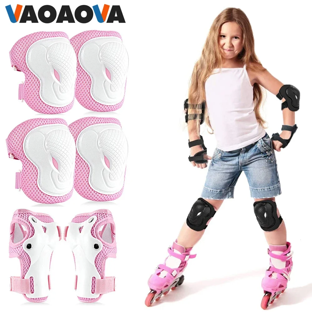 6Pcs/Set Knee Elbow Wrist Guard Protective Sets, Kids Boy Girl Gear for Roller S