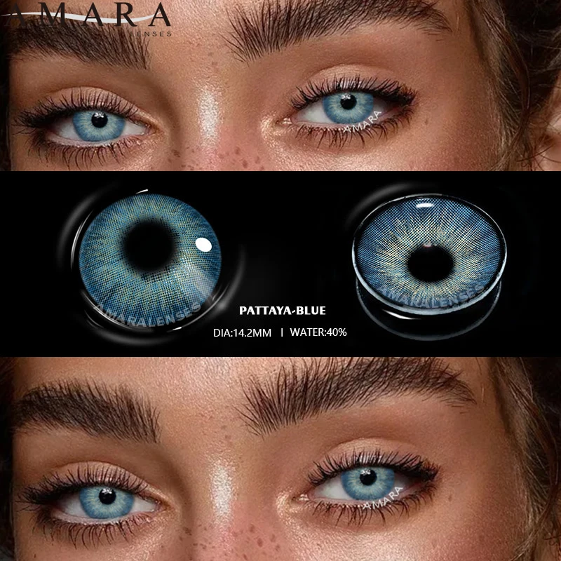 AMARA Natural Colored Contacts Lenses 2pcs Blue Contacts Beautful Pupils Color C