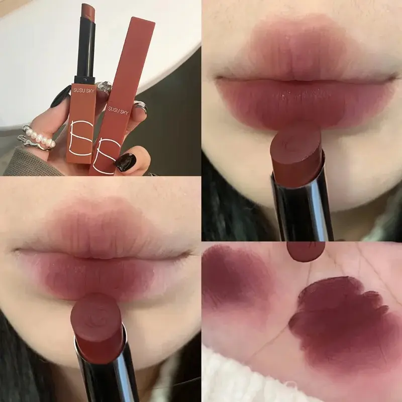 TX010Thin Tube Matte Lipstick, Waterproof and Sweatproof, Does Not Fade Or Remov