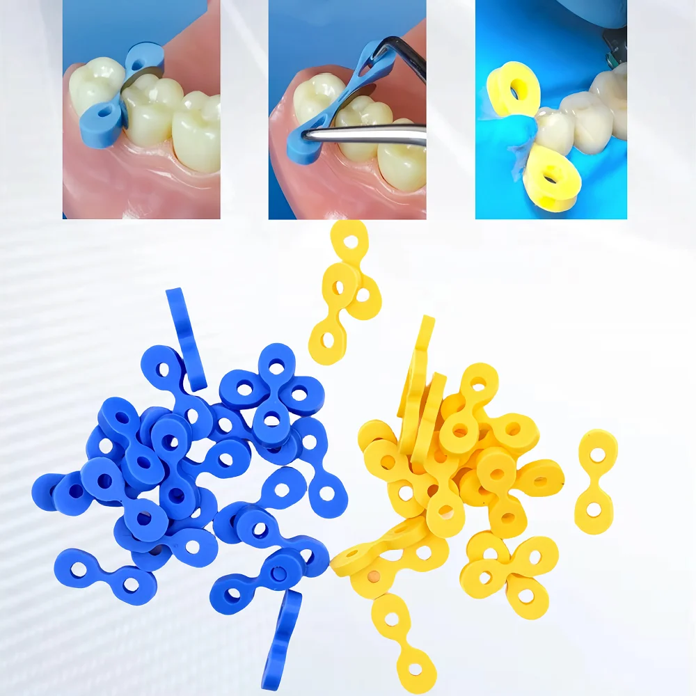 40 Pcs Dental Wedge Matrix Matrices Dental Tooth Seperator Elastic Rubber Fixing