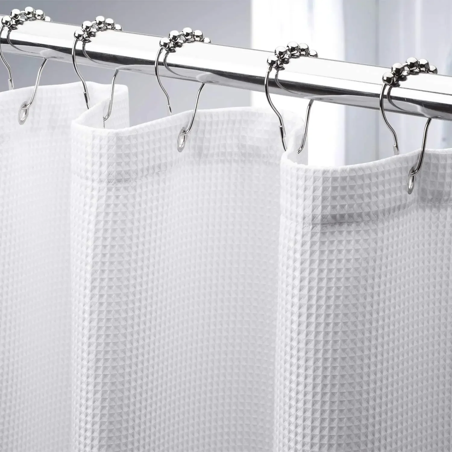 240g Heavy Waffle Check Shower Curtain Waterproof Mildew Resistant Suitable For 