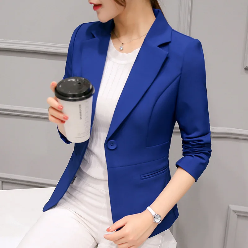 Women's Blazer 2022 Red Long Sleeve Blazers Pockets Jackets Coat Slim Office Lad