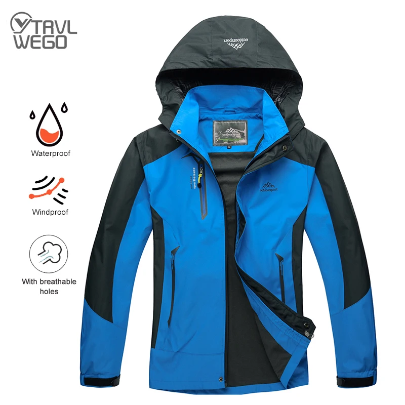 TRVLWEGO Camping Hiking Jacket Men Autumn Outdoor Sports Coats Climbing Trekking