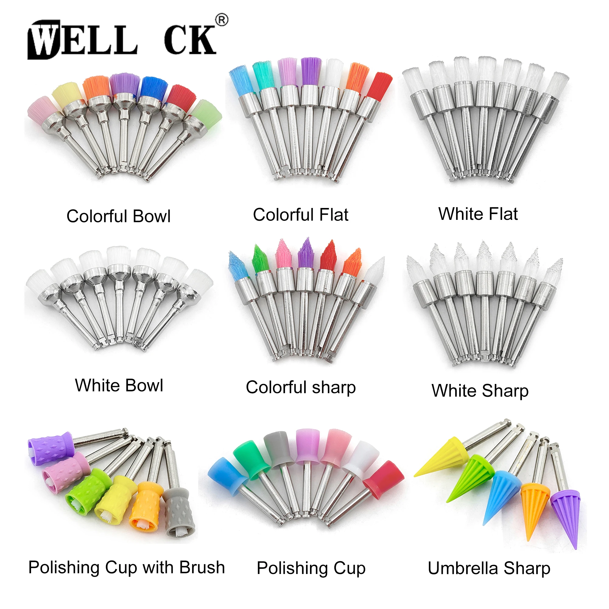 100pcs/Box Disposable Dental Polisher Nylon Bristle Brush Polishing Polisher Cup