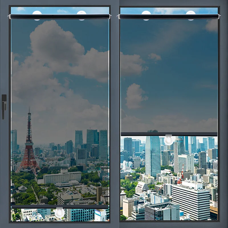 Universal Roller Blinds Nail-free Suction Cup Curtain Office Car Bedroom Sunshad