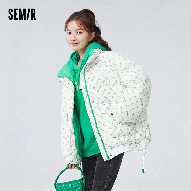 Semir Down Jacket Women with Presbyopia All Over Print Oversize Stand Collar Fas