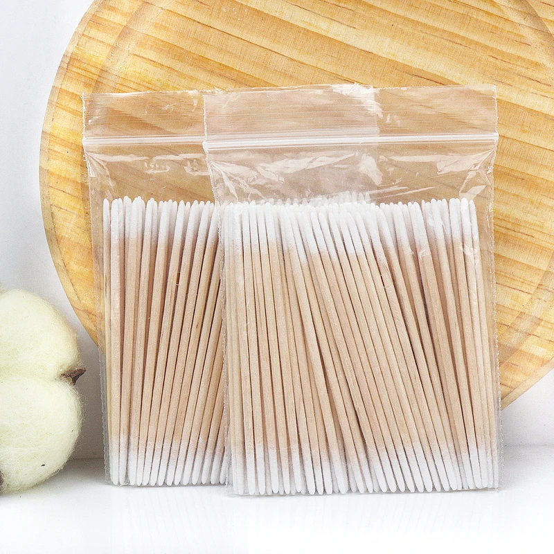 100/300 Pcs Disposable Ultra-small Cotton Swab Brush Lint Free Micro Wood Makeup
