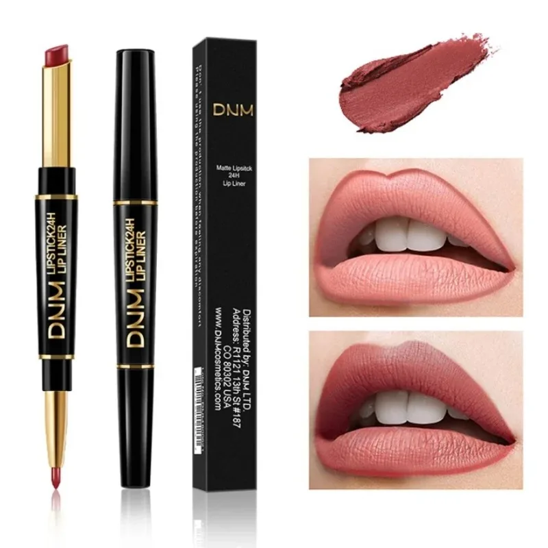 Double Ended Matte Lipstick Women Lip Liner 2 in 1 Makeup Matte Lipstick Durable