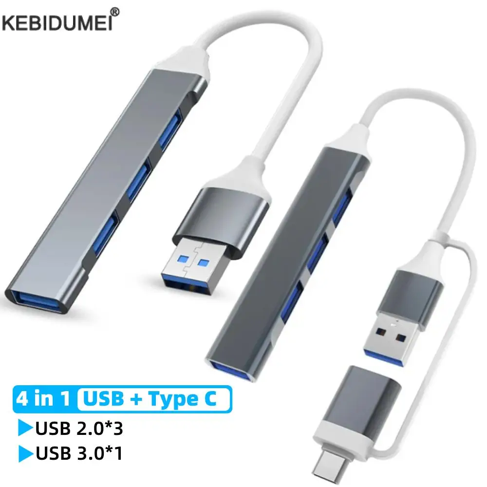 4 Port USB 3.0 HUB USB Type C Multi USB Splitter 4 in 1/4 in 2 Docking Station F