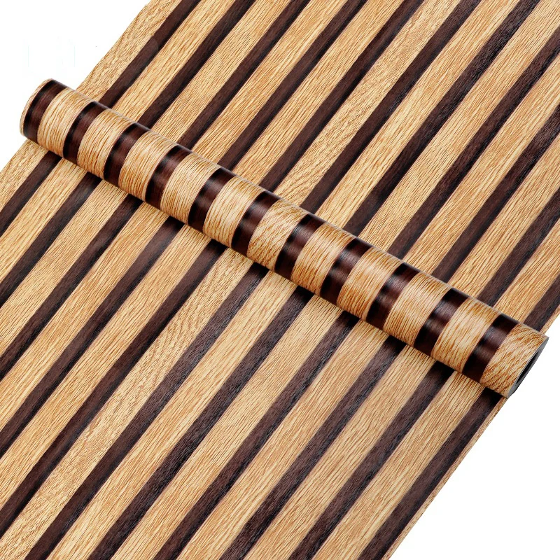 45cm Big Roll Home Decoration Background Wall Desk Cabinet Wallpaper Wood Stripe