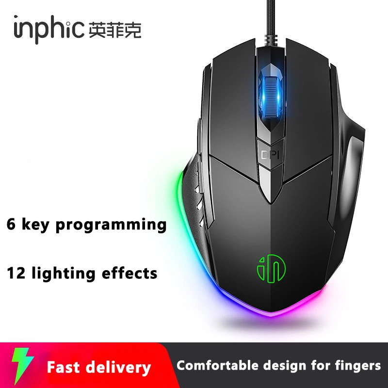 Inphic W1 Wired Mouse Esports Gaming Mouse Six-button Macro Programming Definiti