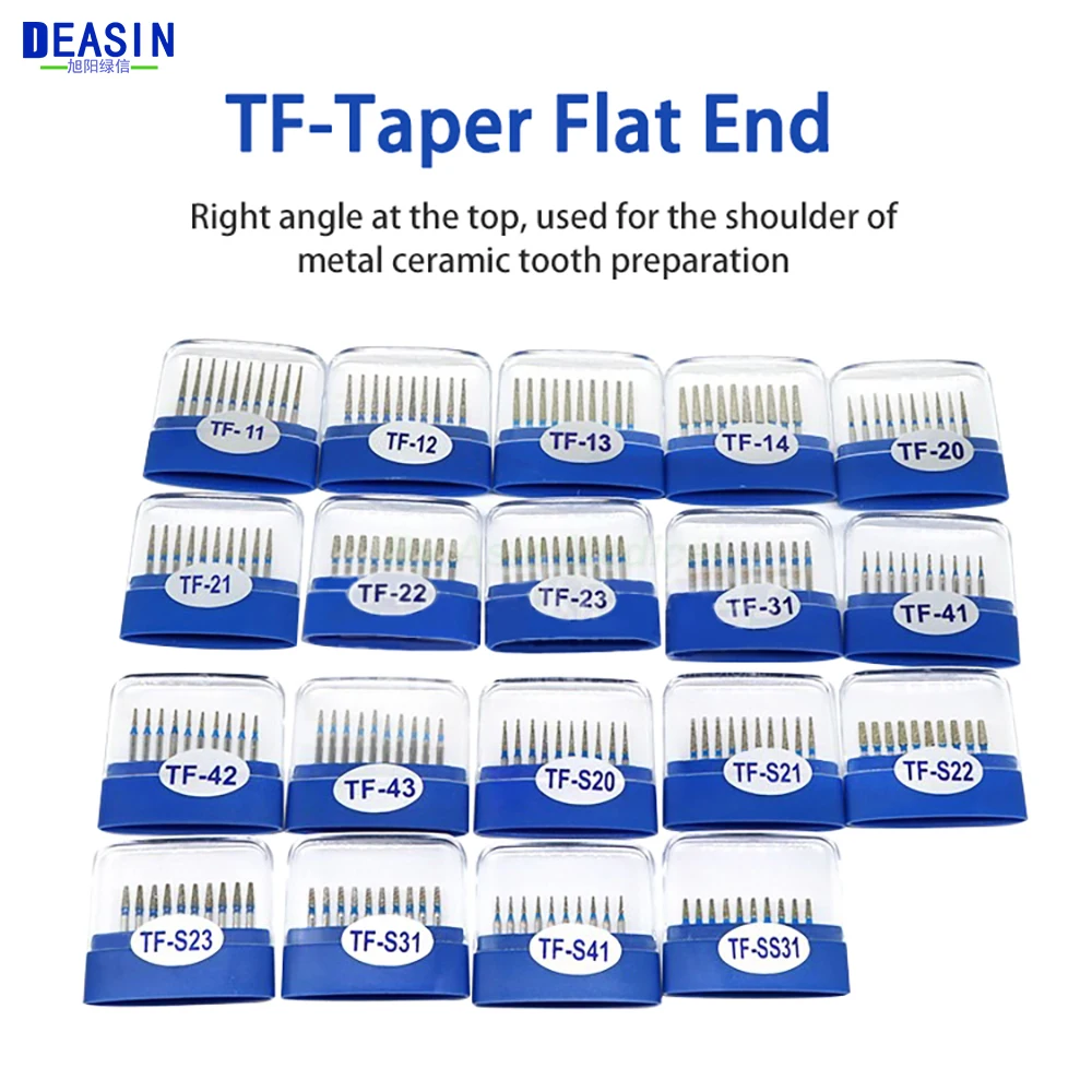 10pcs/box TF Series Dental Diamond Burs FG 1.6mm For handpiece Ceramics Composit