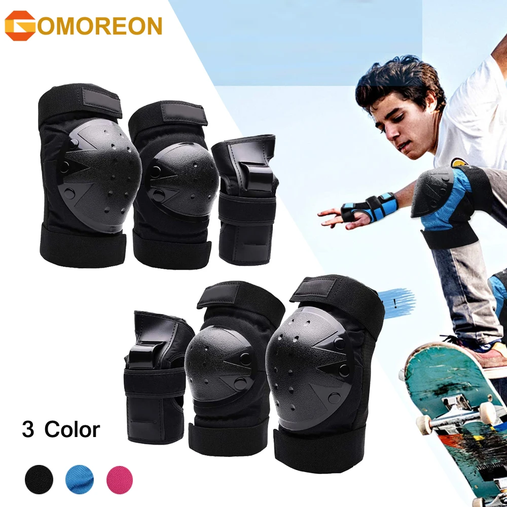 GOMOREON 6Pcs Kids/Adults Knee Pads Elbow Pads Wrist Guards Protective Gear for 