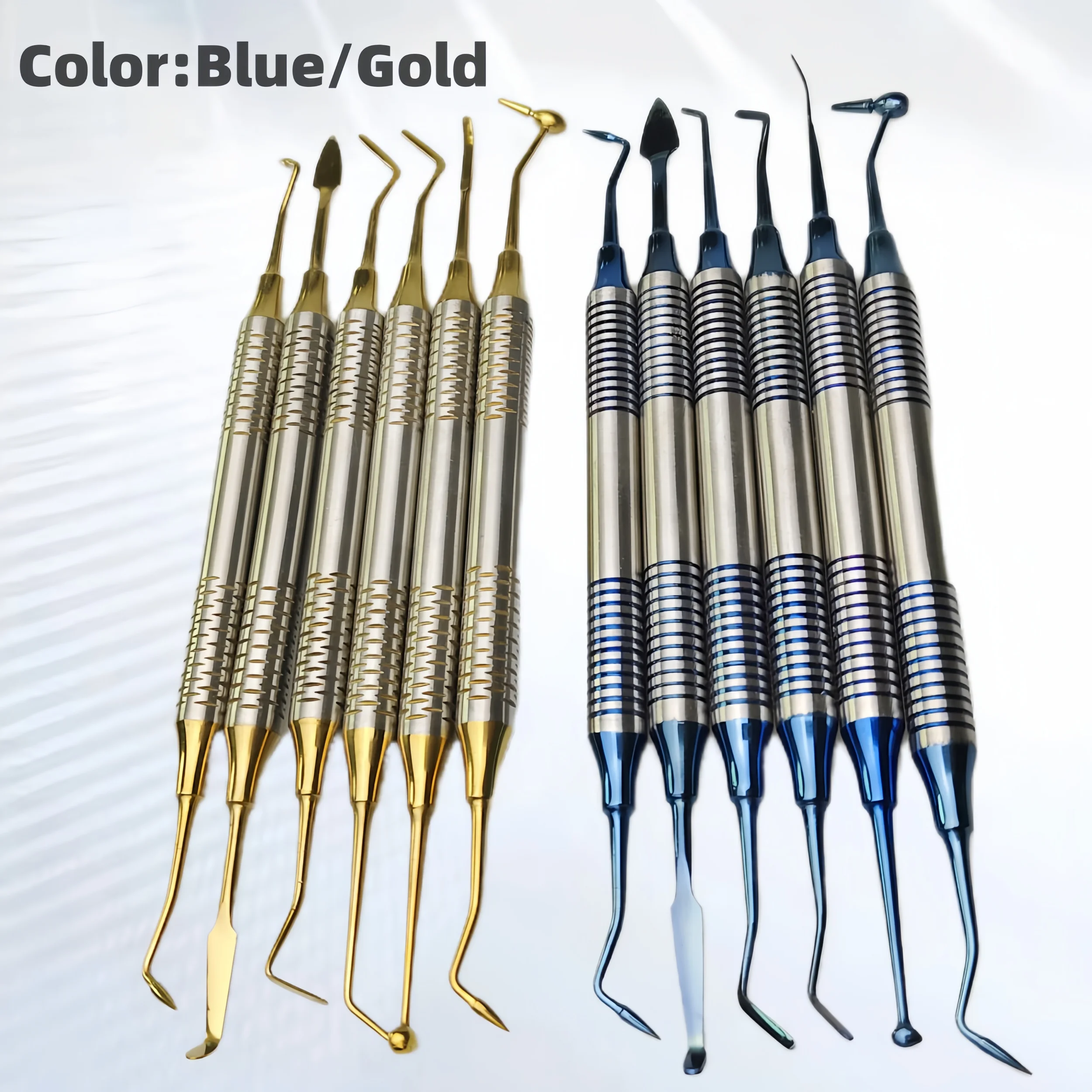 6pcs Dental Composite Resin Filling Spatula Titanium Plated Head Resin Filler Se