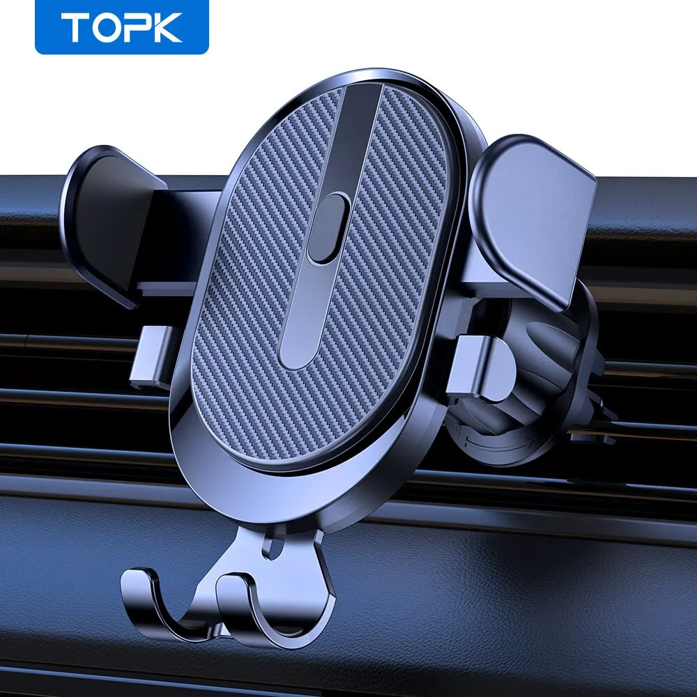 Car Phone Holder Mount, TOPK 2023 Upgrade Auto Locking Universal Phone Holder wi