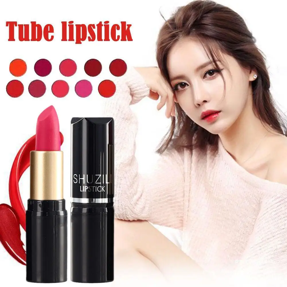 Fashion Women Red Lipstick Matte Velvet Glossy Lip Glos Waterproof Rube Lipstick