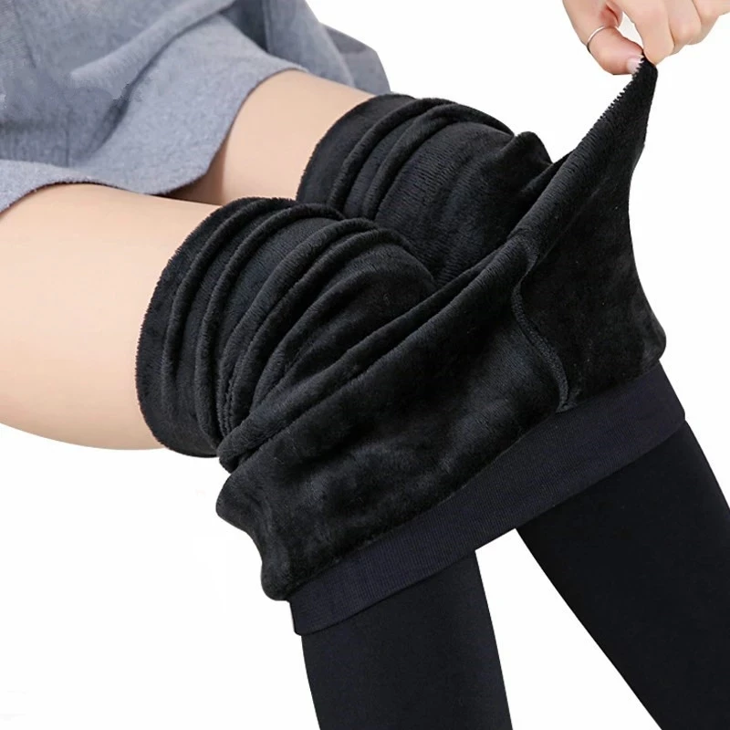 Women Winter Leggings Warm Leggins High Waist Solid Color Velvet Women Thickened