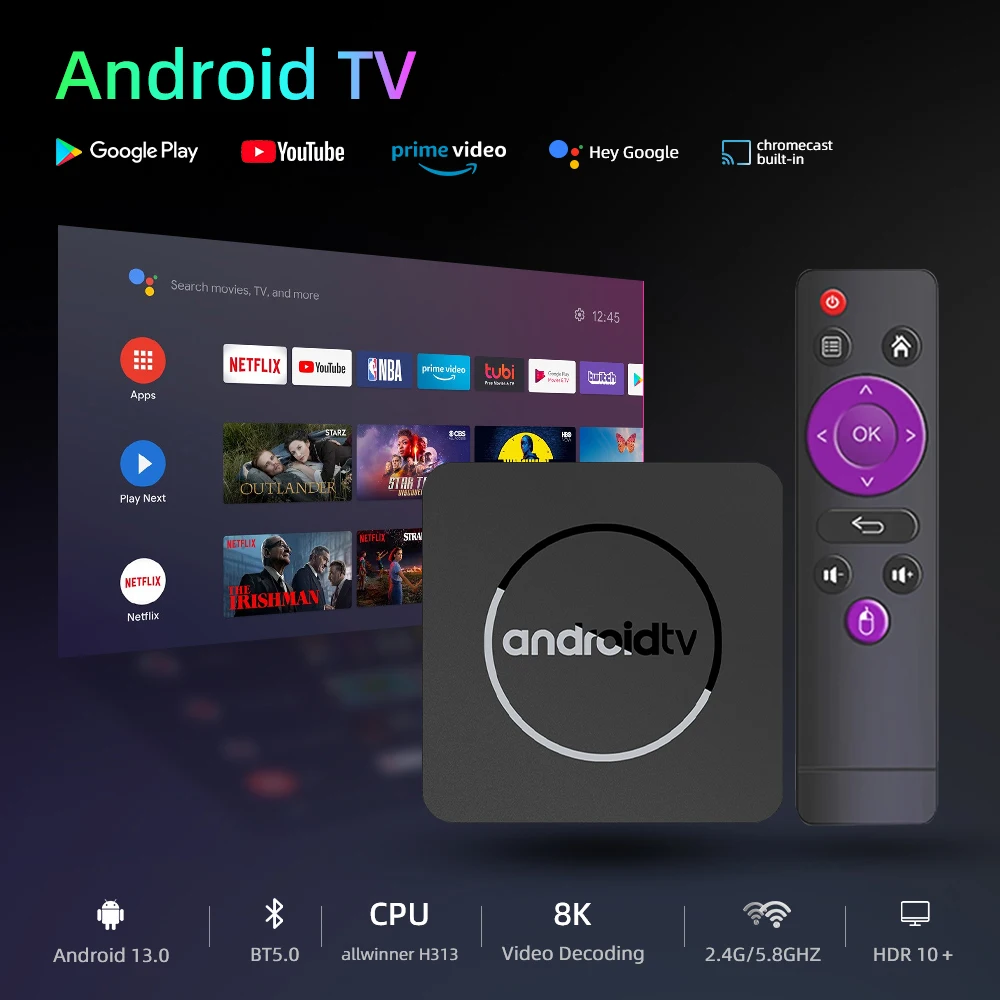 Global Version Android13 Smart Android TV Box 4K Allwinner H313 2GB 16GB Dual 2.