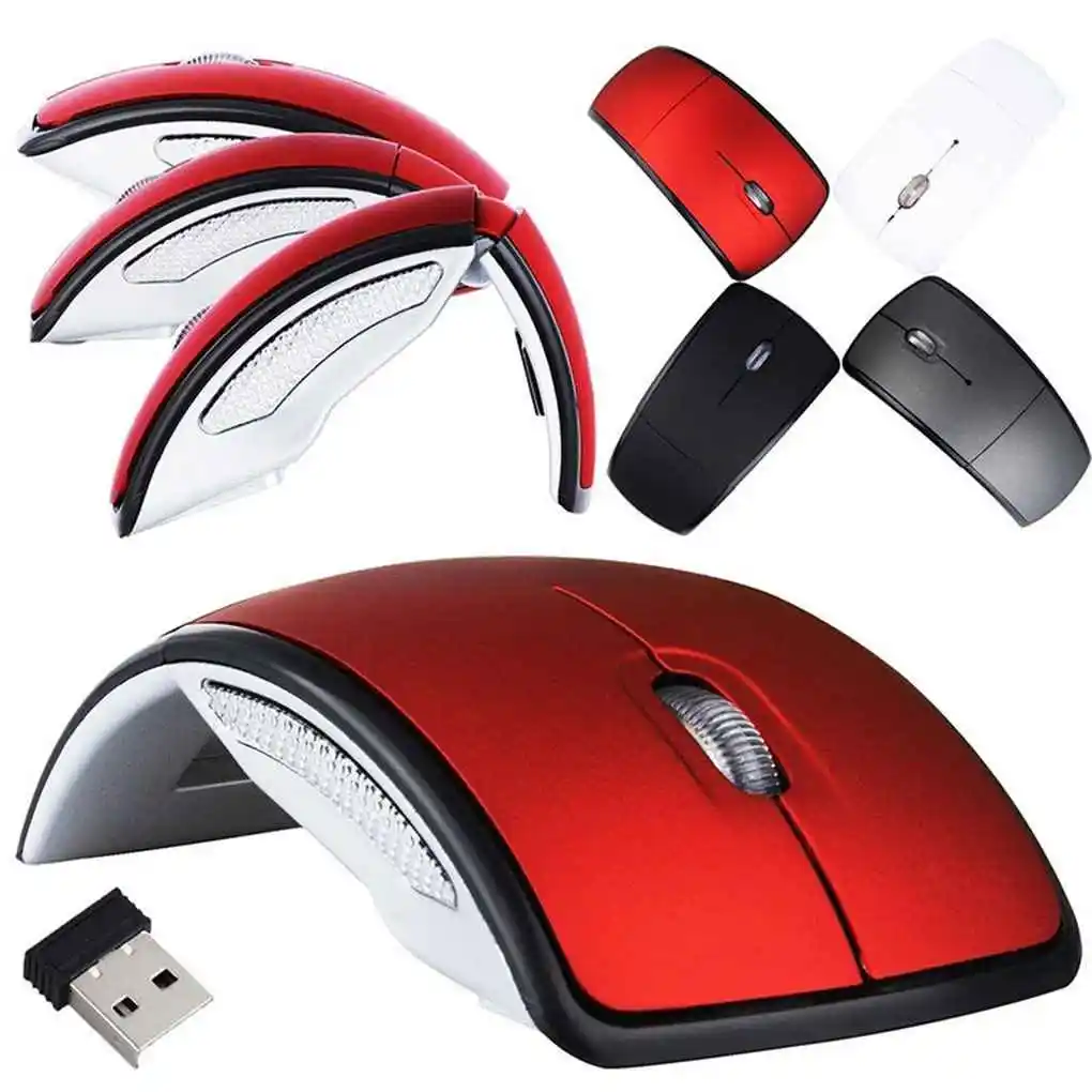 Portable 2.4G Wireless Mouse Foldable USB Receiver Folding Optical Wireless Mous