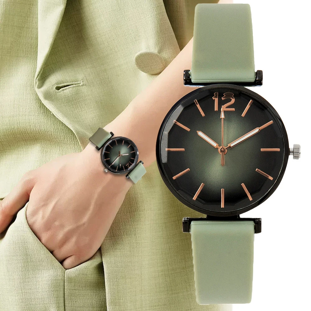 Fashion Ladies Sports Simple Black Dial Quartz Watch Casual 2023 Hot Sale Green 