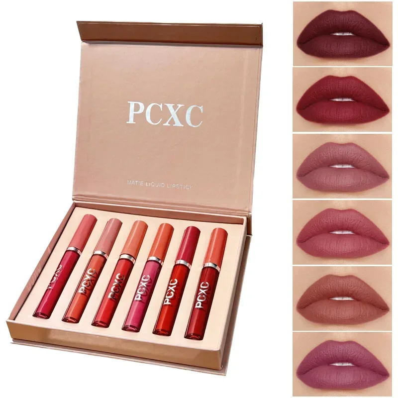 6Pcs/box Velvet Matte Lip Gloss Set Liquid Lipstick Make Up Lipstick Women Water