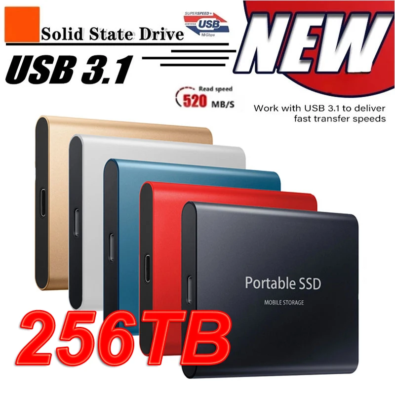 128TB Portable SSD 2TB 4TB 16TB External Hard Drive Type-C USB 3.0 High Speed 8T
