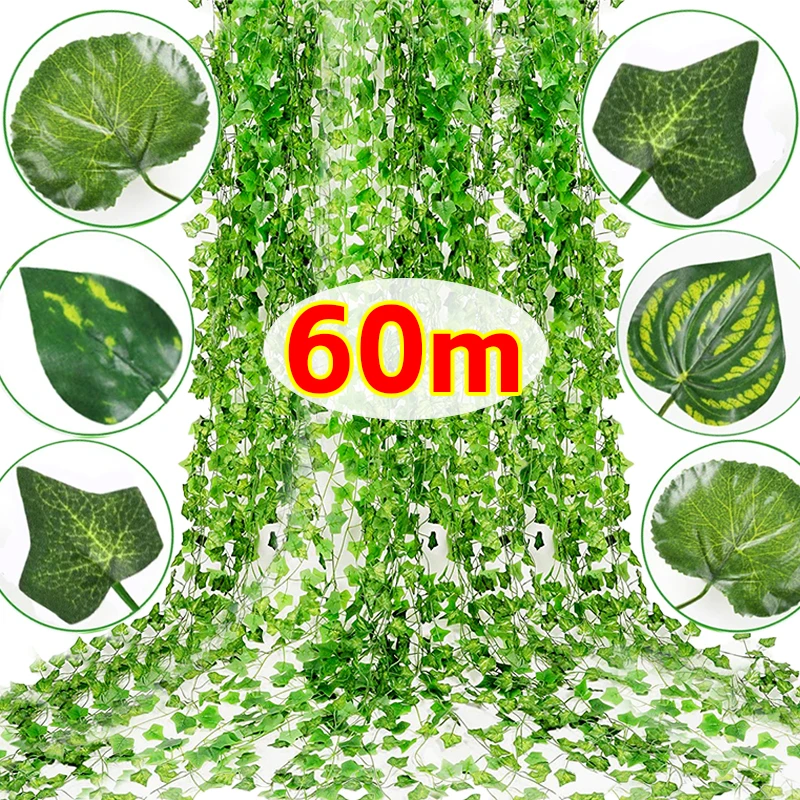Artificial Green Ivy Leaf Rattan Creeper Leaves Vine Hanging Garland DIY Fake Fl