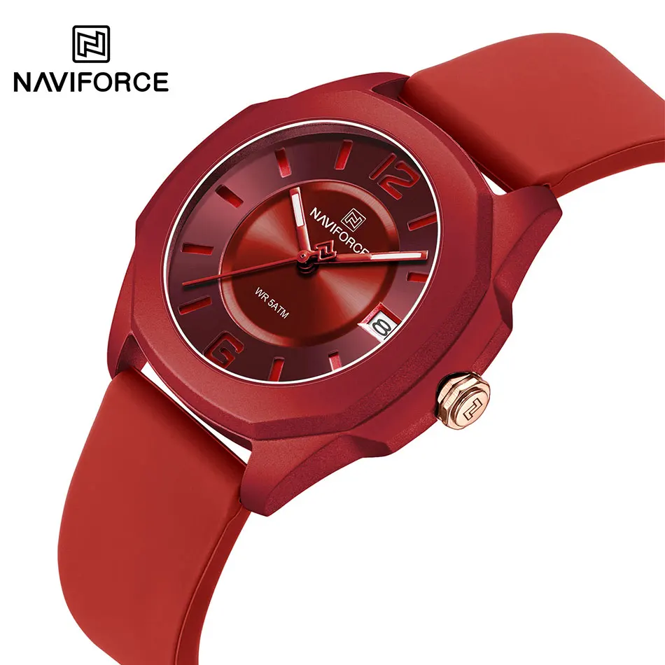 NAVIFORCE Ladies Watch For Women Silicone Strap Clock Quartz Wrist Watches for W