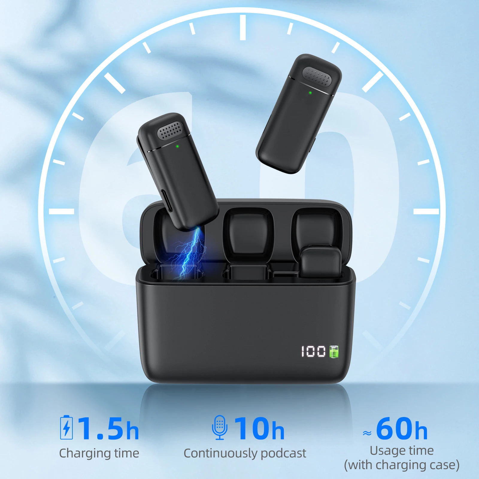 K30 Wireless Lavalier Microphone Charging Case Mic Portable Audio Video Recordin