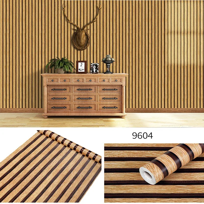 45cm Wood Grain Background Wall Self-adhesive Wallpaper Desk Cabinet Furniture R