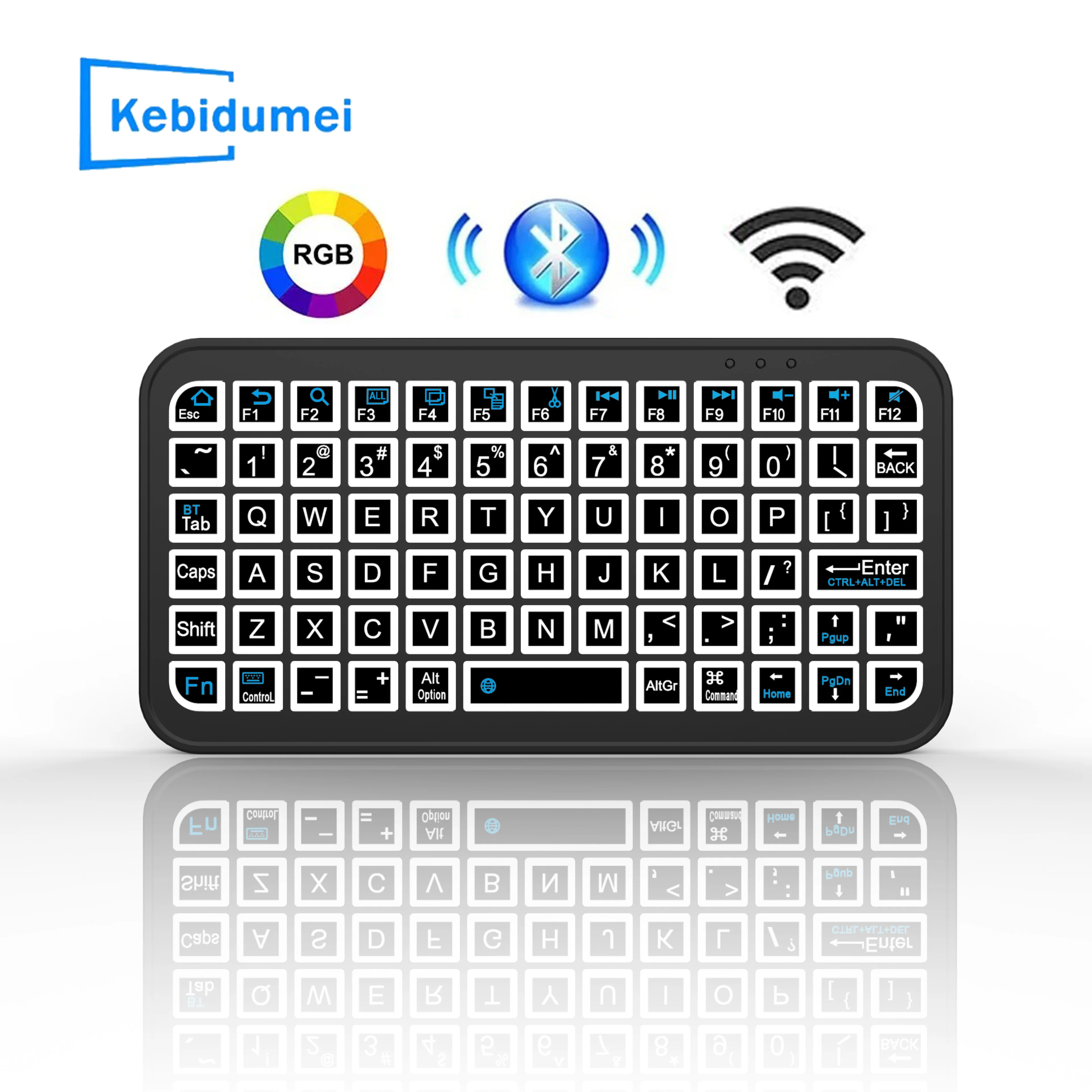 Bluetooth 5.2 Mini Wireless Keyboard 5inch Keycups 7 Color Backlit Keyboard Engl