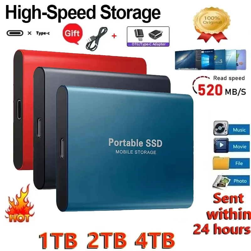External Hard Disk 1TB 2TB High-Speed Hard Drive USB3.1 Type-C Solid State Drive