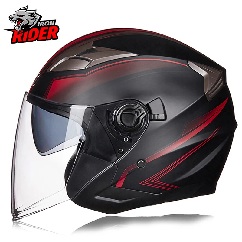 Motorcycle Helmet Half Face Double Lens Cool Casco Moto Four Seasons Men Women S