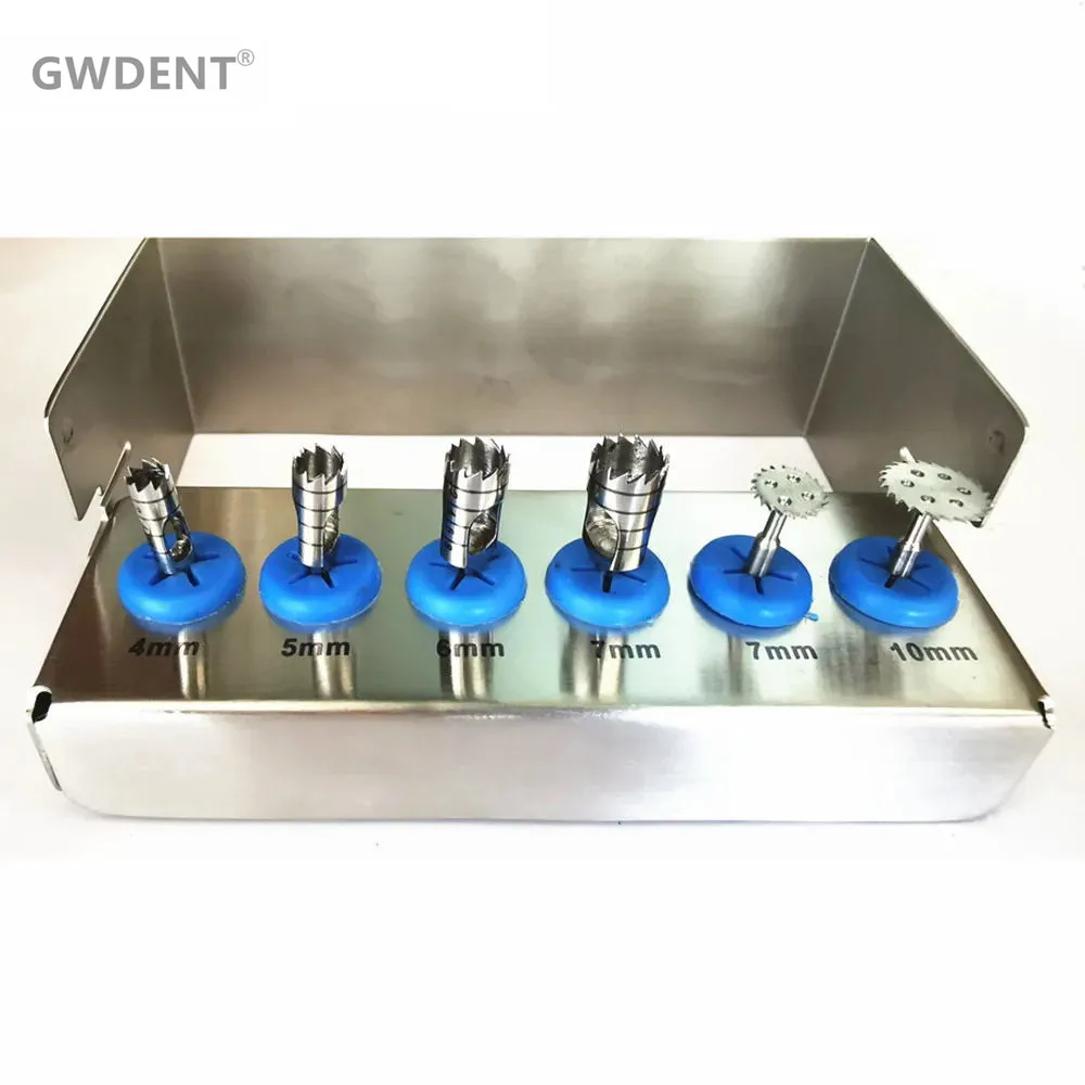 1 Set Dental Implant Bur Drills Tissue Punch Trephine Saw Disk Expander Drivers 