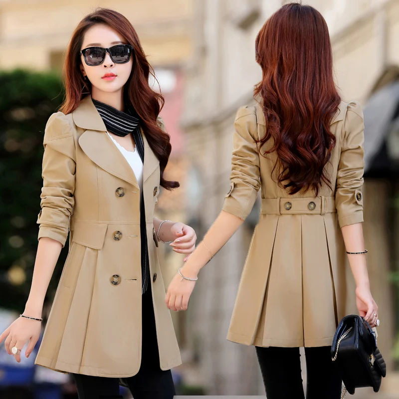 Trench Coat Women Double-Breasted Trenchcoat Lace Female Autumn Casual Coats Win