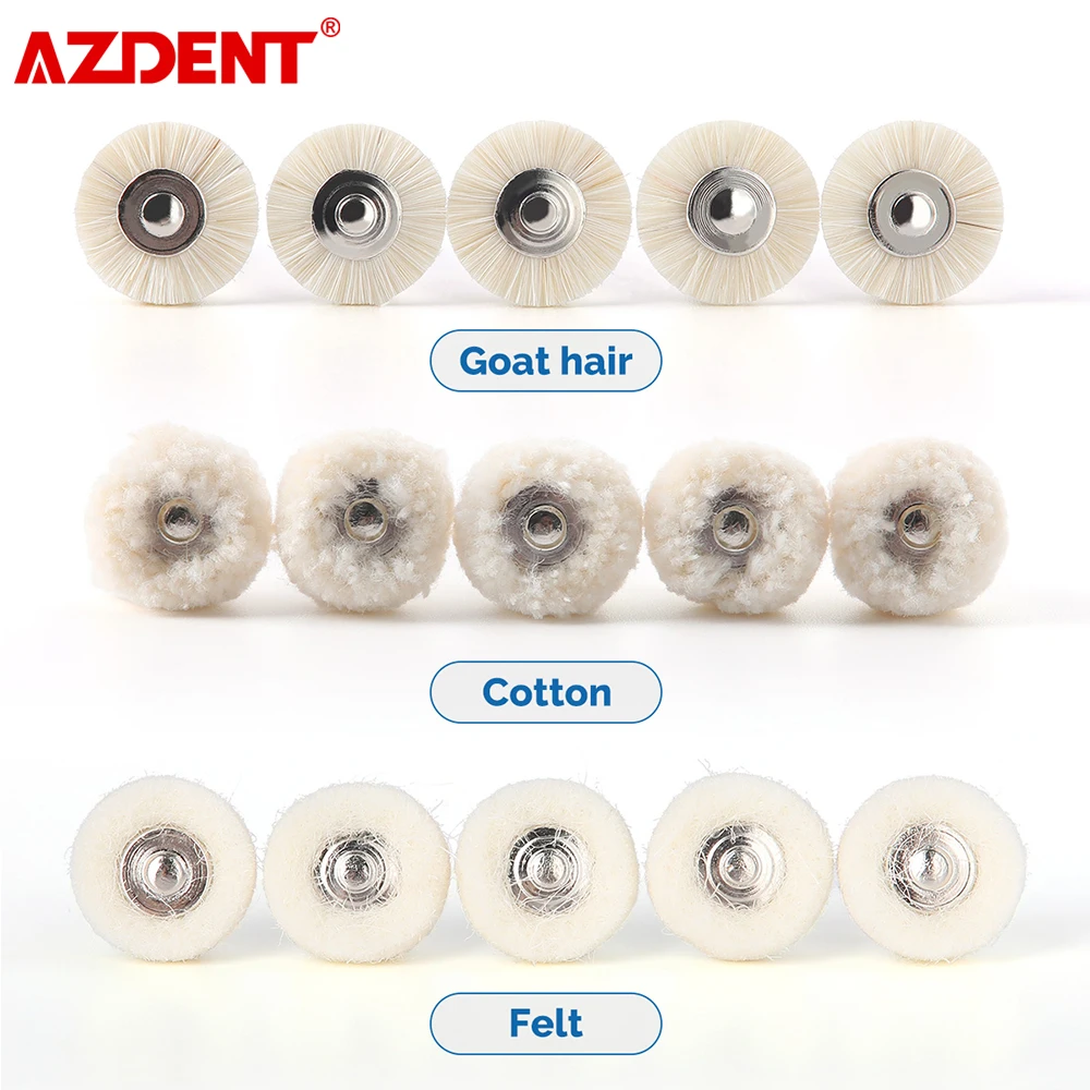 AZDENT 15 PCS Dental Polishing Brush Wool Felt Cotton Wheel RA 2.35mm Teeth Poli